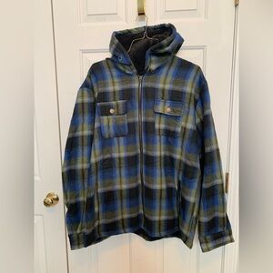 Plaid Hooded Fleece lined Jacket for Men 2XL